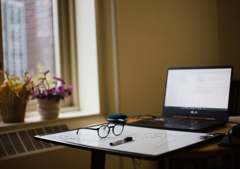 Person studying with laptop